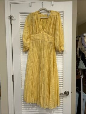 ASOS Yellow V-Neck Midi Flowy Dress